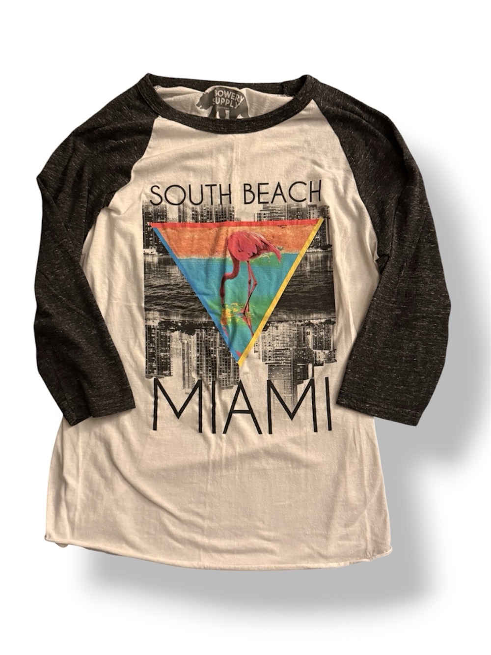 Bowery Supply Vintage Premium 'South Beach Miami' Long Sleeve Raglan Tee